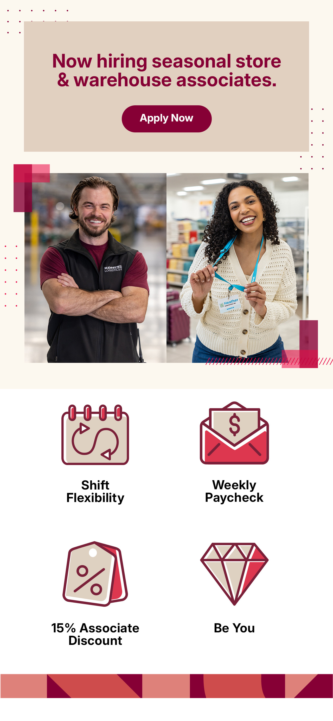 now hiring seasonal store & warehouse associates! apply now.