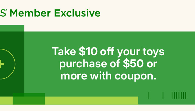 take $10 off your toys purchase of $50 or more with coupon