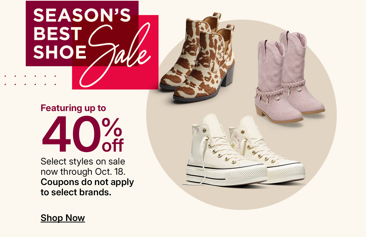 seasons best shoe sale featuring up to 40% off