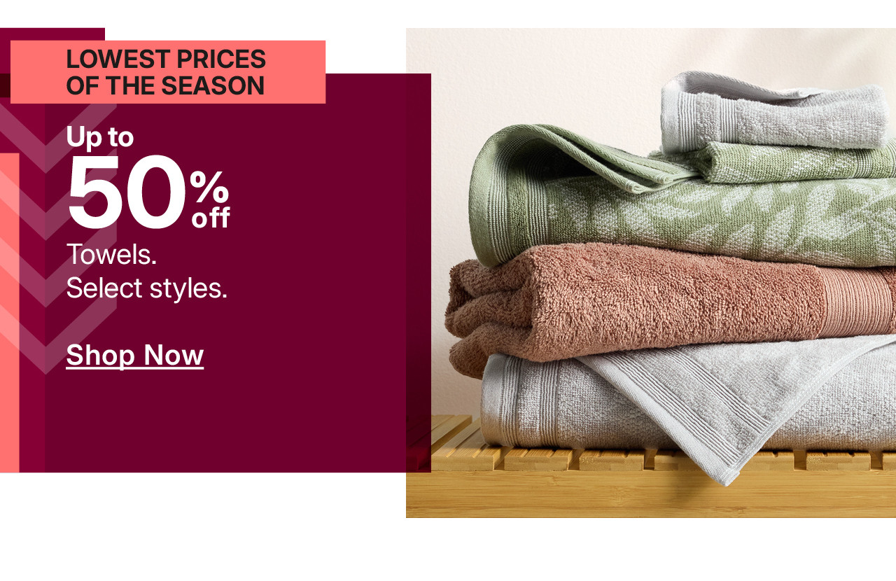 up to 50% off towels