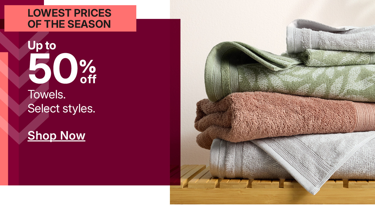 up to 50% off towels