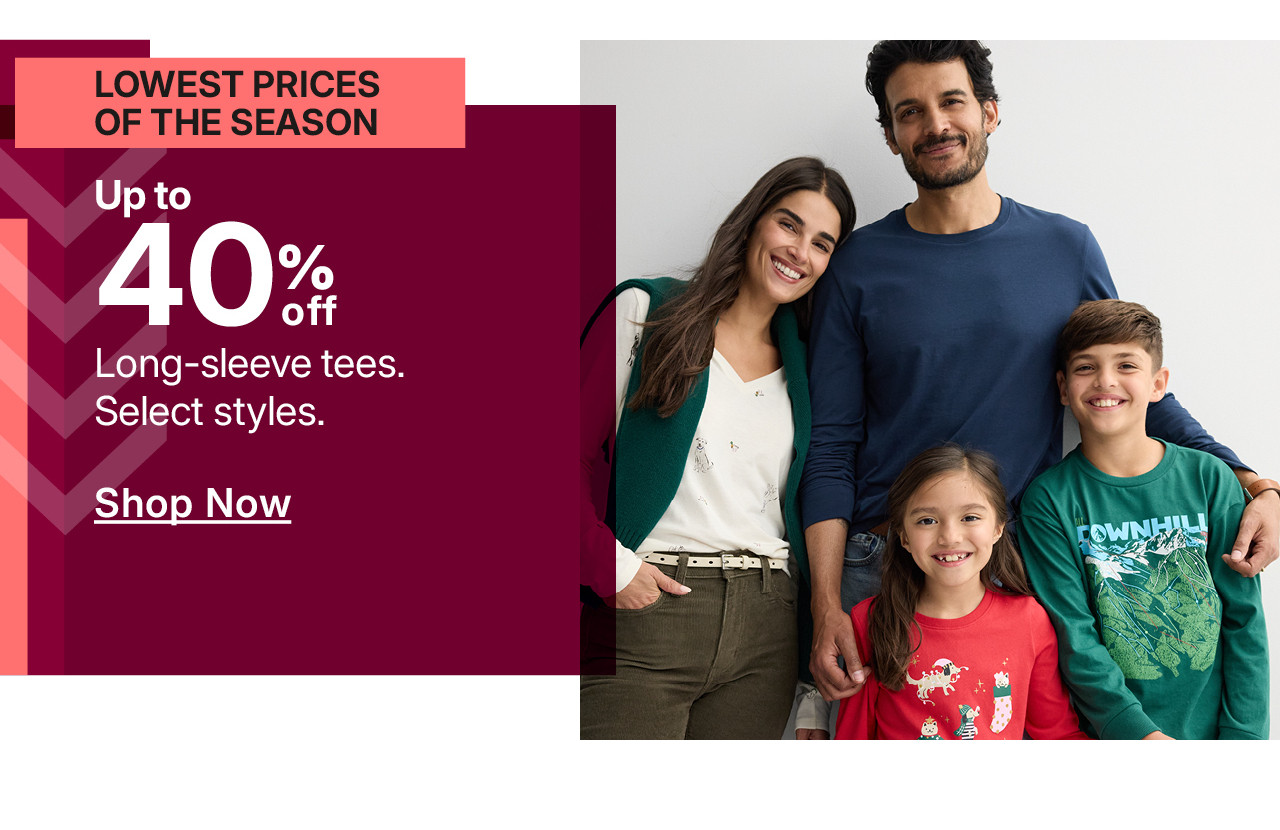 up to 40% off long sleeve tees