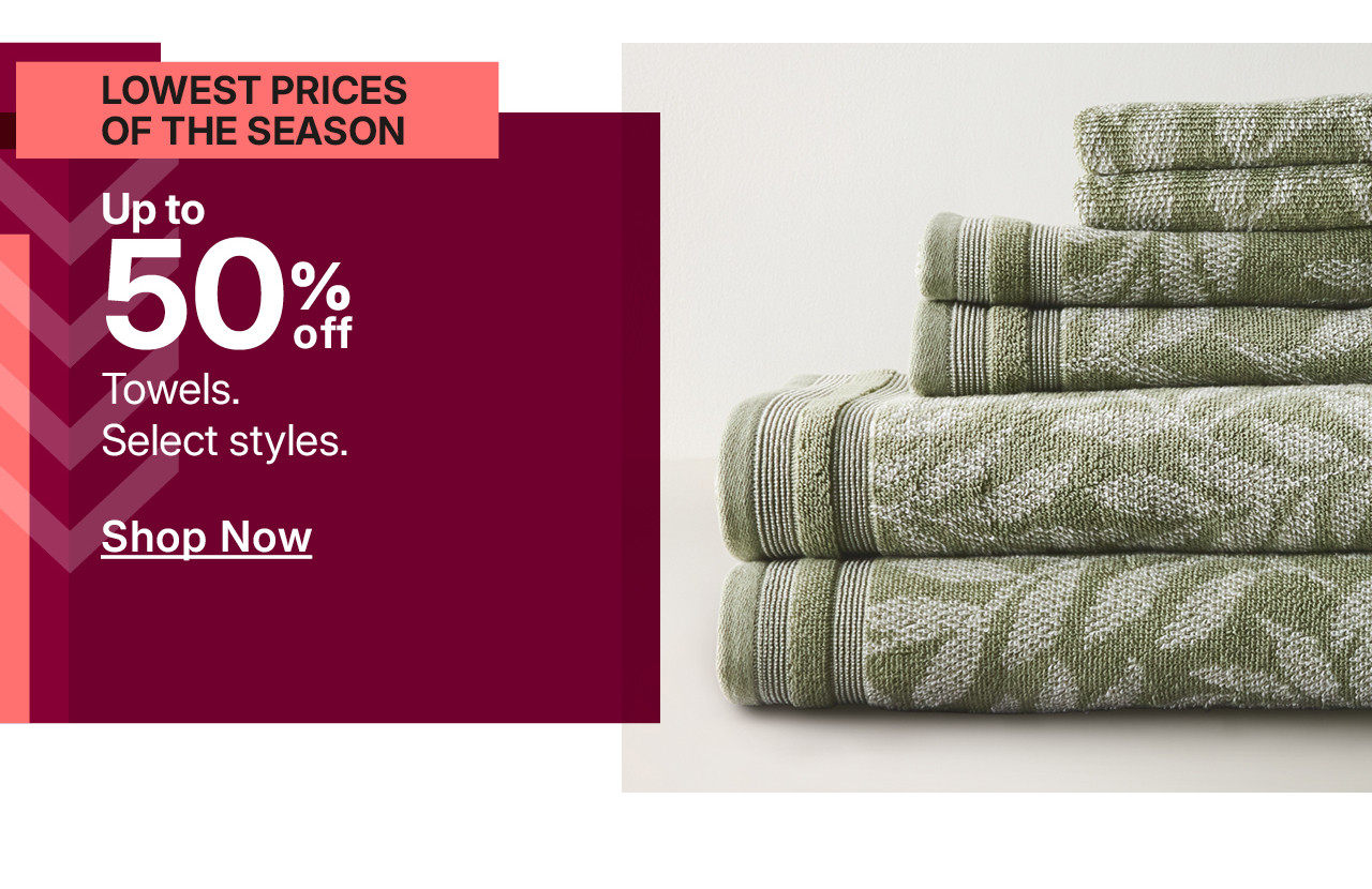 up to 50% off towels