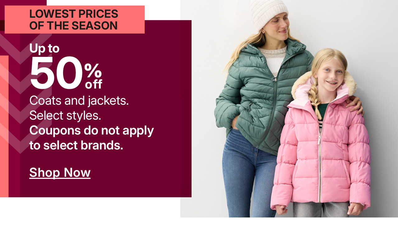 up to 50% off coats and jackets