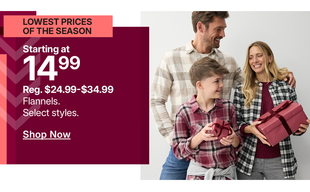 starting at $14.99 flannels