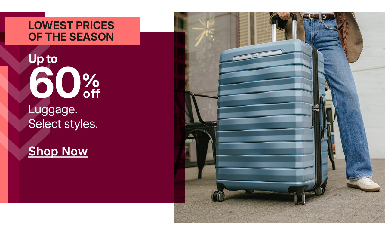up to 60% off luggage