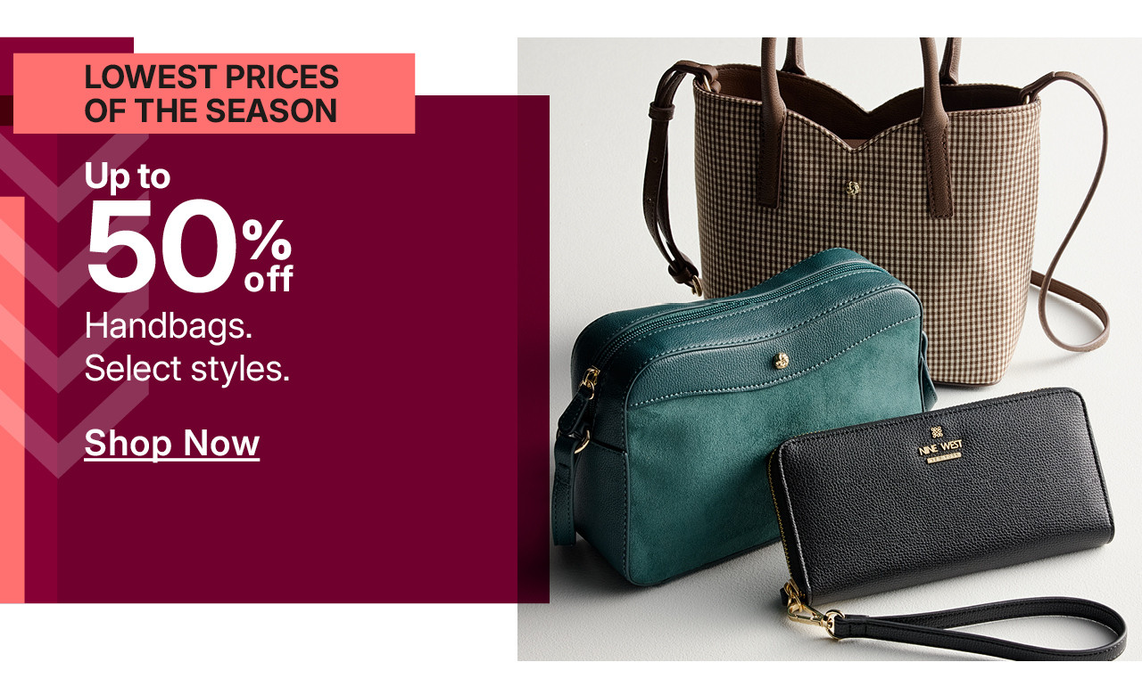up to 50% off handbags