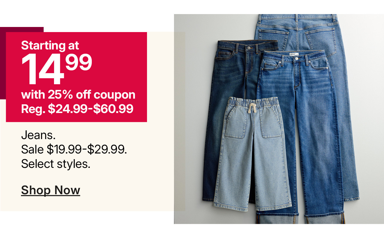 starting at $14.99 jeans