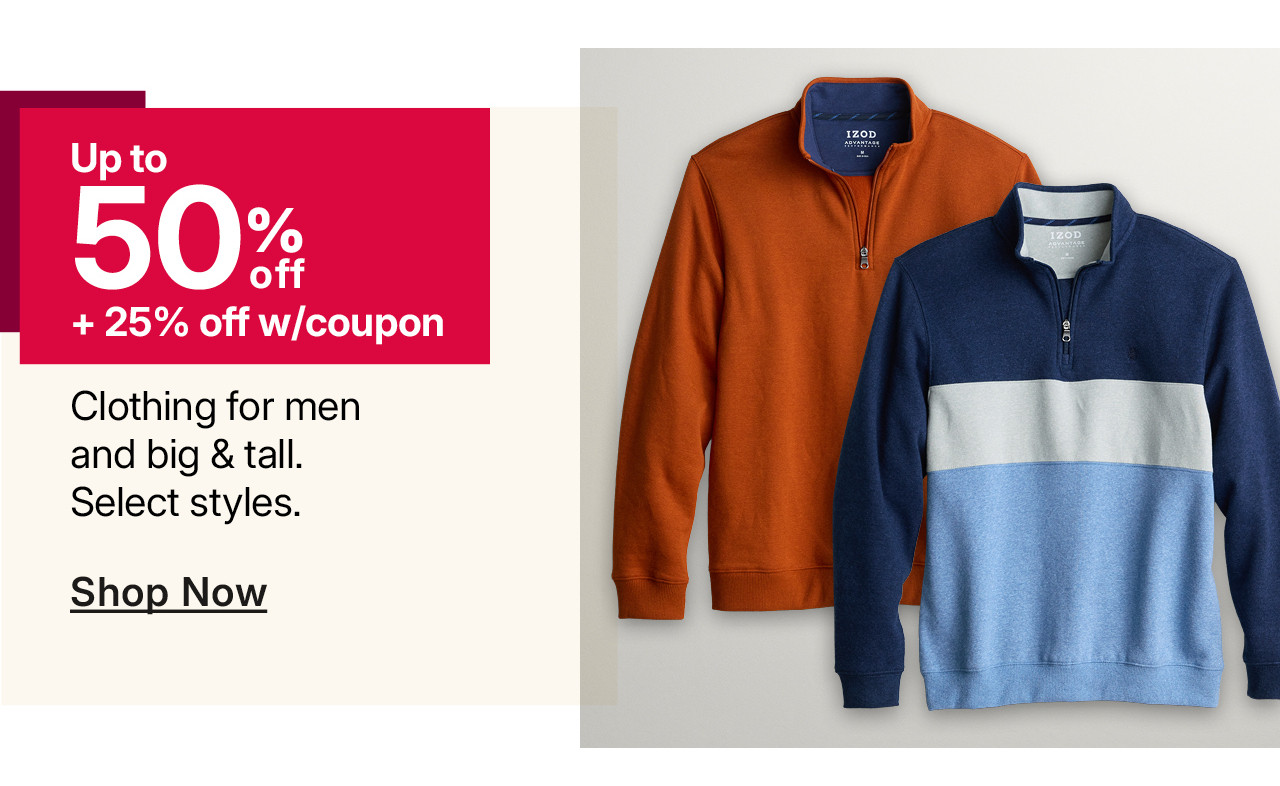 up to 50% off clothing for men and big & tall