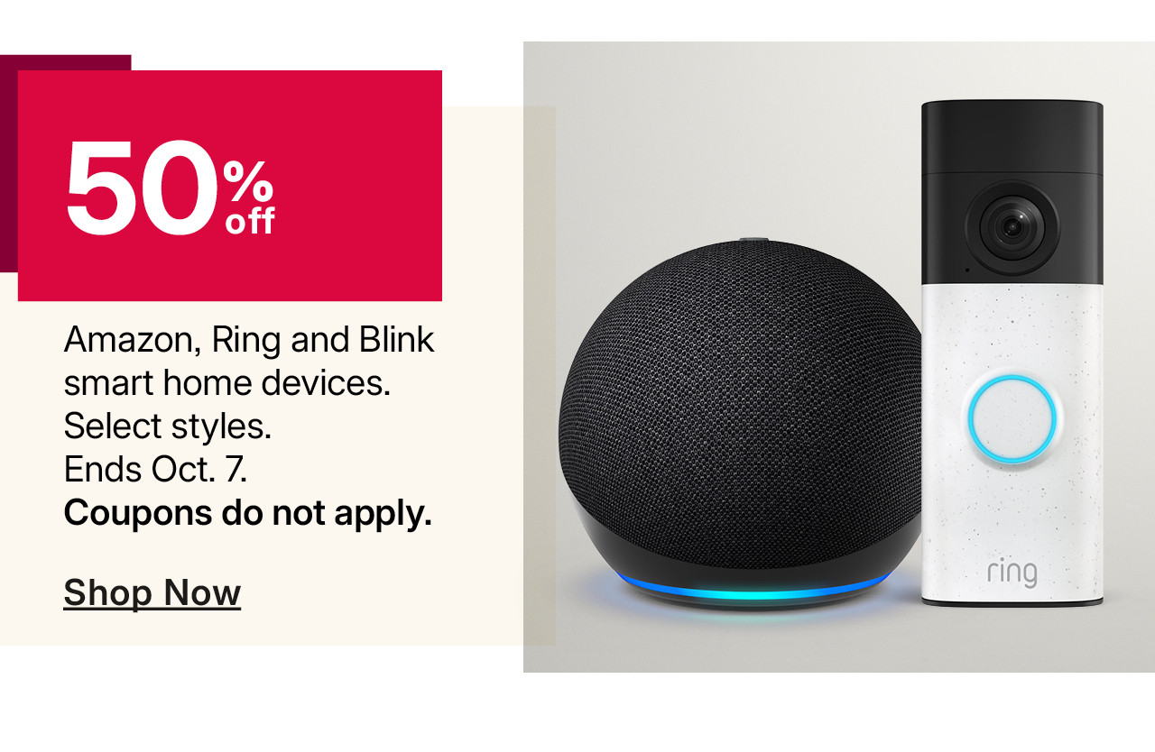 50% off amazon, ring and blink smart home devices