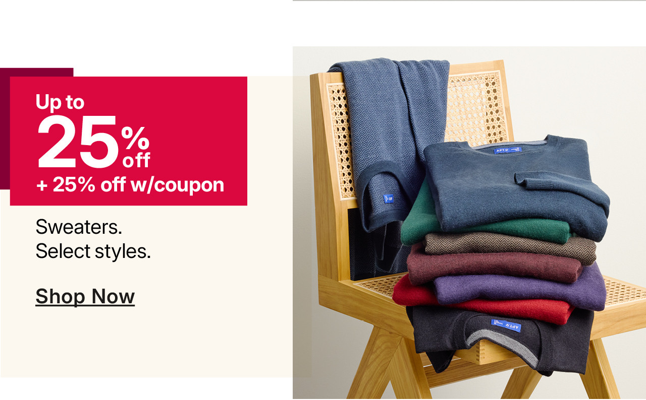 up to 25% off sweaters