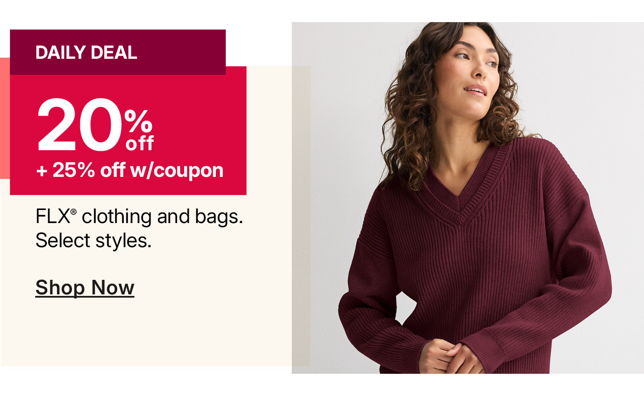 20% off flx clothing and bags