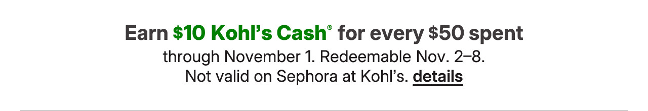 earn $10 kohls cash for every $50 spent